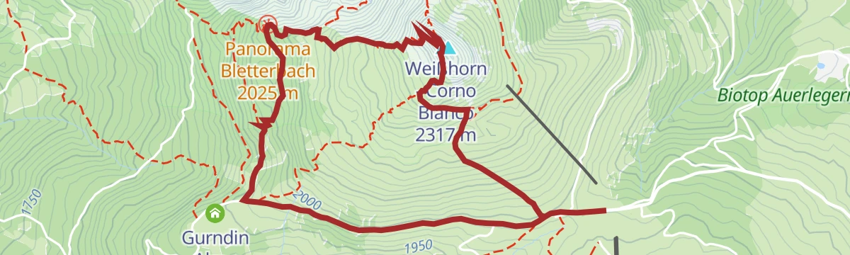 Route map: Oclini - Corno Bianco round hike